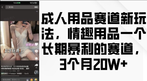 【第8687期】成人用品赛道新玩法，情趣用品一个长期暴利的赛道