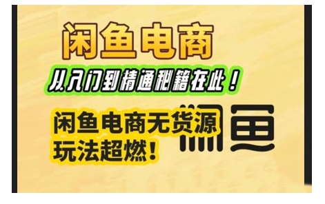 【第8992期】闲鱼电商实战课，从入门到精通秘籍在此，闲鱼电商无货源玩法超燃!